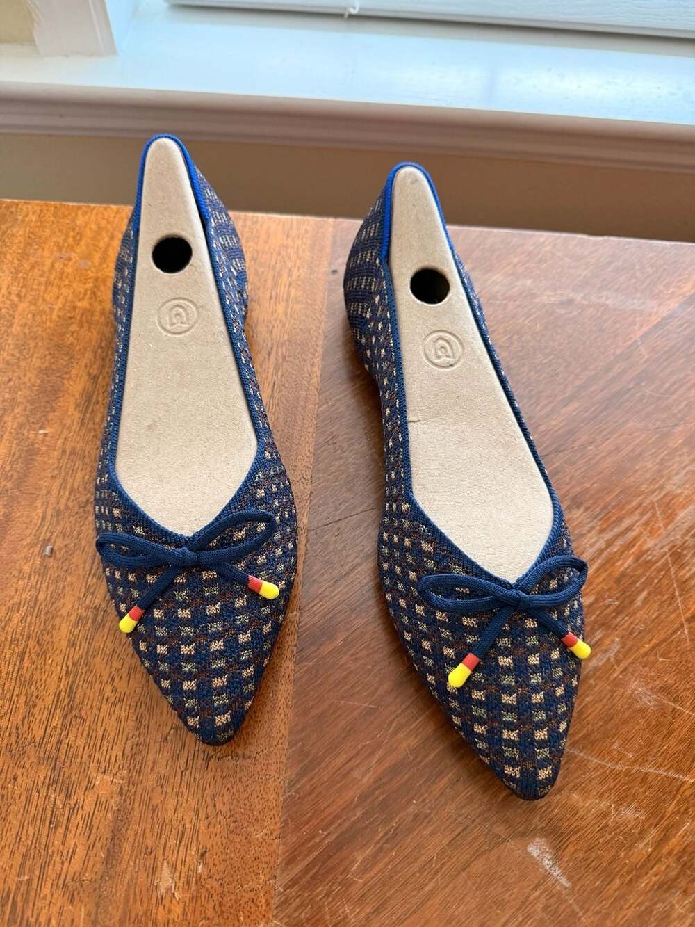 NWOT Rothy's The Bow Point Evening Metallic Knit Flats Women's Size 8.5